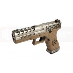 GLOCK 17 CUSTOM HEX-CUT - TAN- SILVER - AW CUSTOM 
