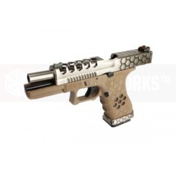 GLOCK 17 CUSTOM HEX-CUT - TAN- SILVER - AW CUSTOM 