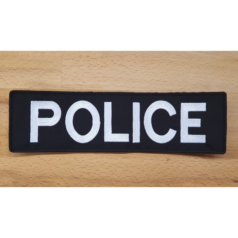 Patch POLICE RICAMATA GROSSA (25cm X 7cm) - black , bordo nero - M TACTICAL SOFTAIR SHOP 