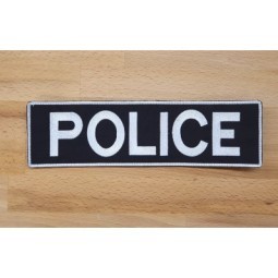 Patch POLICE RICAMATA GROSSA (25cm X 7cm) - black , bordo bianco - M TACTICAL SOFTAIR SHOP 