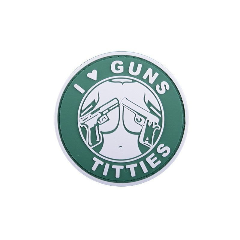 PATCH 3D GUNS & TITTIES - PVC- white/ green
