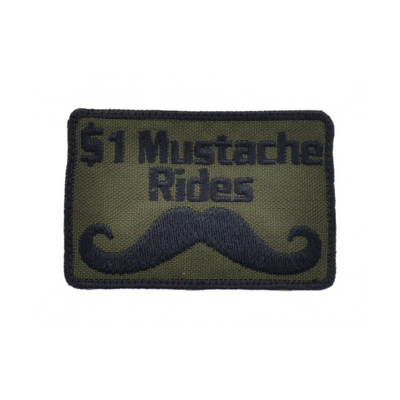 PATCH RICAMATA - 1$ MUSTACHE RIDES - OD BLACK - LA PATCHERIA 