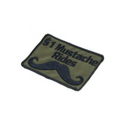 EMBROIDERED PATCH - $1 MUSTACHE RIDES - OD BLACK - LA PATCHERIA