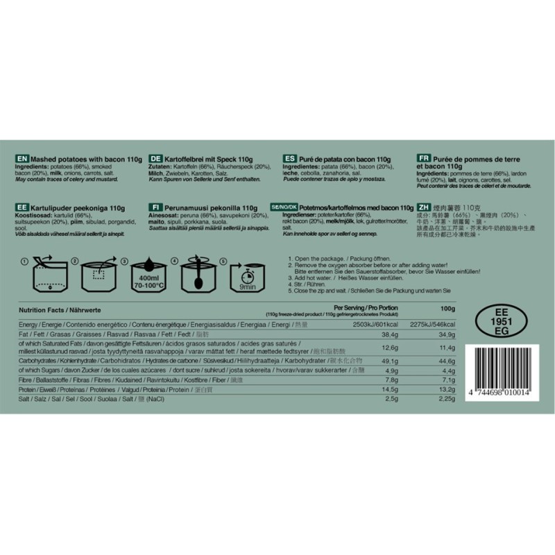 MRE MASHED POTATOES AND BACON - 110g - TACTICAL FOODPACK