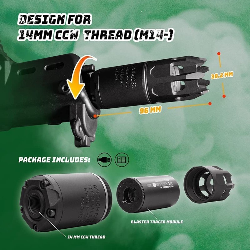 Silenziatore TRACCIANTE e SIMULAZIONE FIAMMA RAIDER BLASTER M - Acetech
