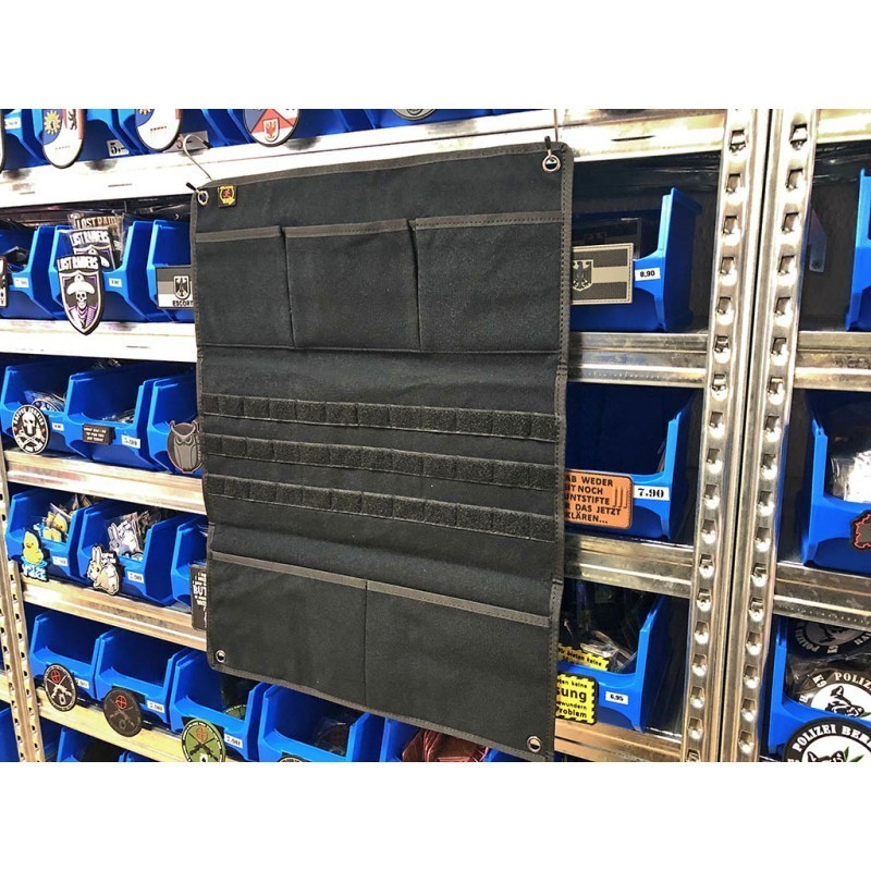 PANNELLO VELCRO PER COLLEZIONISTI PATCH CON TASCHE E ATTACCO MOLLE - BLACK 58X44 CM