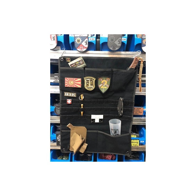 VELCRO PATCH PANEL FOR COLLECTORS WITH POCKETS AND MOLLE ATTACHMENT - BLACK 58X44 CM