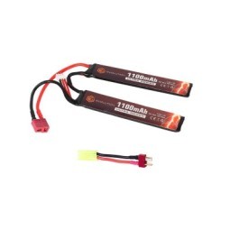 7.4v 1100mAh 20-40c LiPo Battery DOUBLE T-Deans and Tamiya Adapter - Evolution