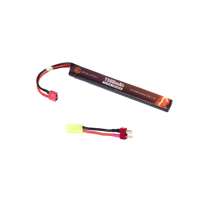 7.4v 1500mAh 20-40c LiPo Battery SINGLE T-Deans and Tamiya Adapter - Evolution