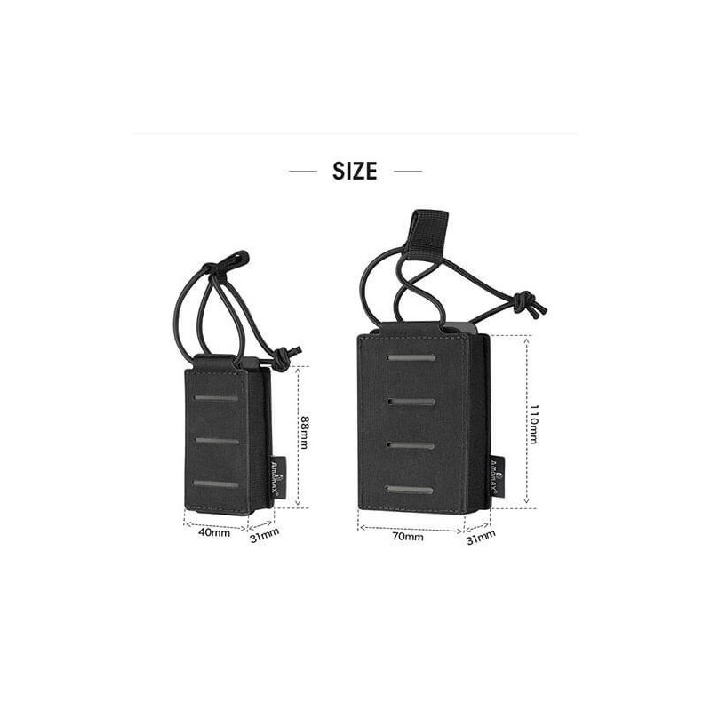 Laser Cut Semi-Rigid Pistol or SMG Magazine Pouch - Rotating Belt Mount - Black - AMOMAX
