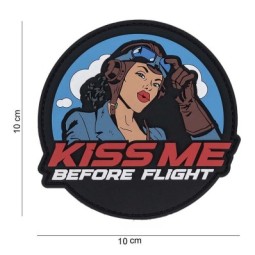 PVC PATCH KISS ME BEFORE FLIGHT - round