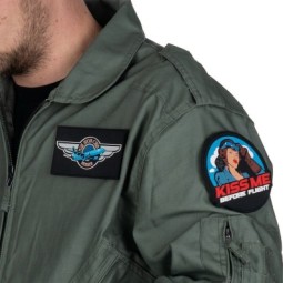 PVC PATCH KISS ME BEFORE FLIGHT - round