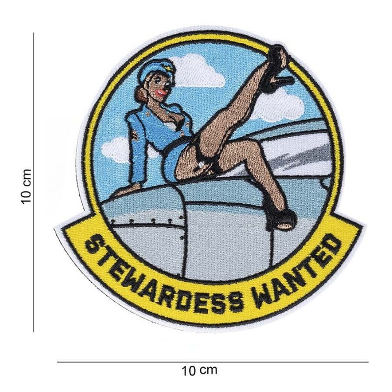 STEWARDESS WANTED EMBROIDERED PATCH - Large