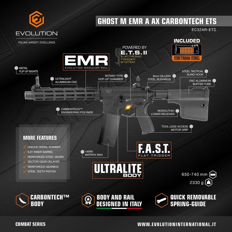 Fucile AEG GHOST M EMR A AX carbontech ETS II - EVOLUTION