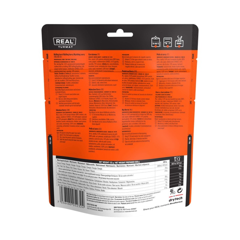 MRE singolo - POLLO AL CURRY - REAL TURMAT - drytec