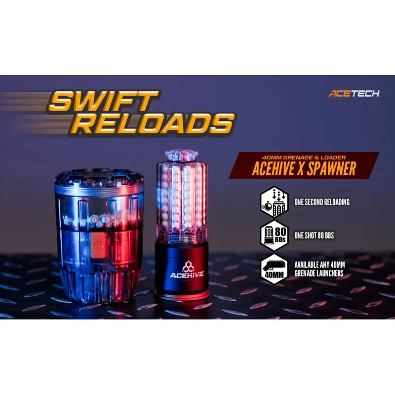 KIT Granate AceHive 40mm 80bb da lanciatore + Speedloader SPAWNER - AceTech