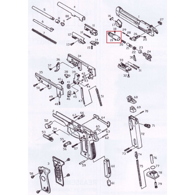 Spingipallino pistole serie M9 Part No. 19 - KJ Works