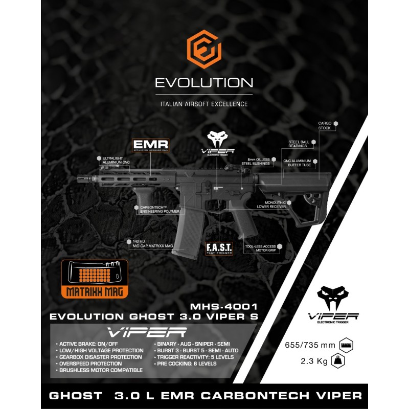 GHOST 3.0 VIPER S Electric Airsoft Rifle - EVOLUTION