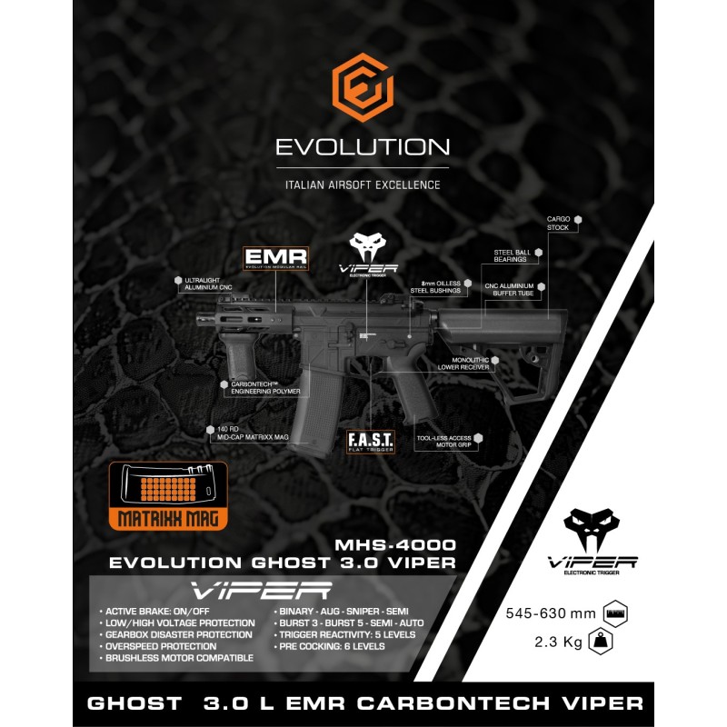GHOST 3.0 VIPER XS Electric Airsoft Rifle - EVOLUTION