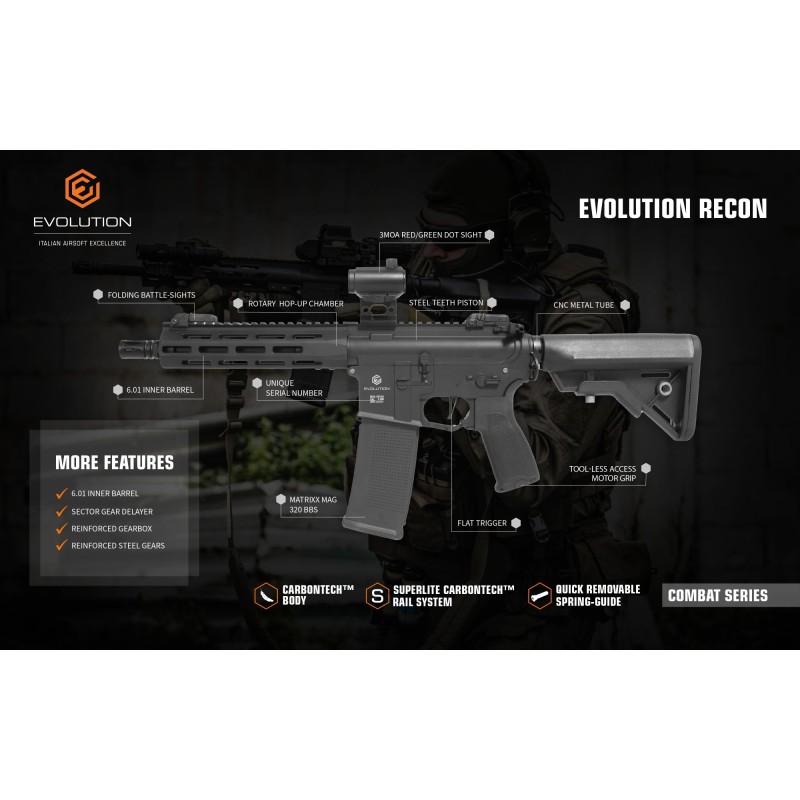 KIT fucile RECON S 10 pollici carbontech con RED DOT - EVOLUTION