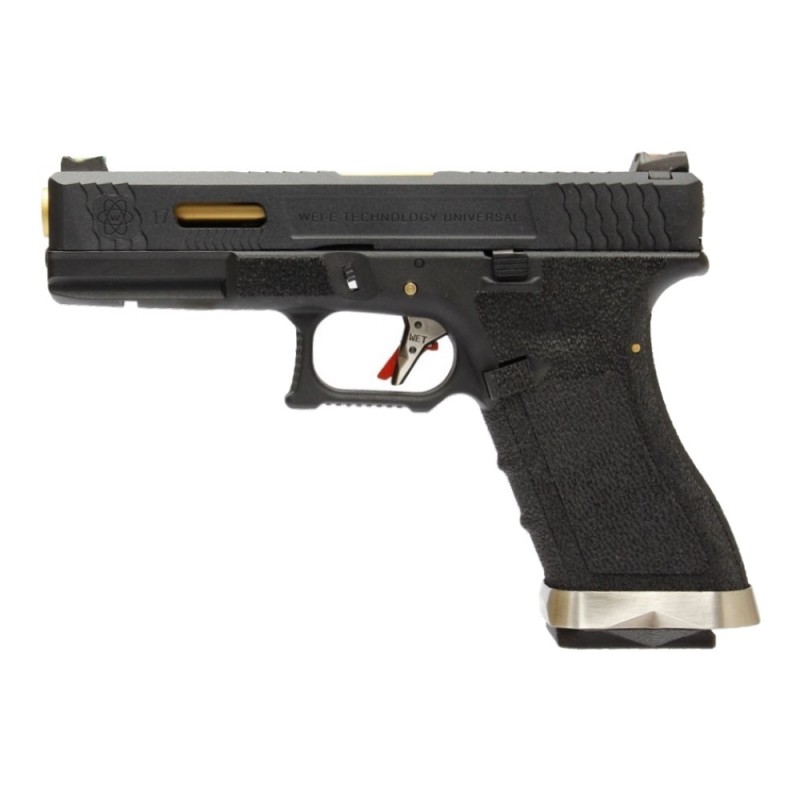 G-FORCE 17 Gas Blowback Pistol with BLACK Slide and GOLD Barrel - WE