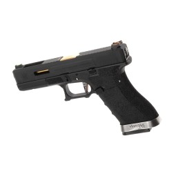 G-FORCE 17 Gas Blowback Pistol with BLACK Slide and GOLD Barrel - WE