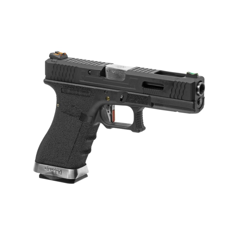Pistola a gas G-FORCE 17 carrello NERO canna  SILVER - WE