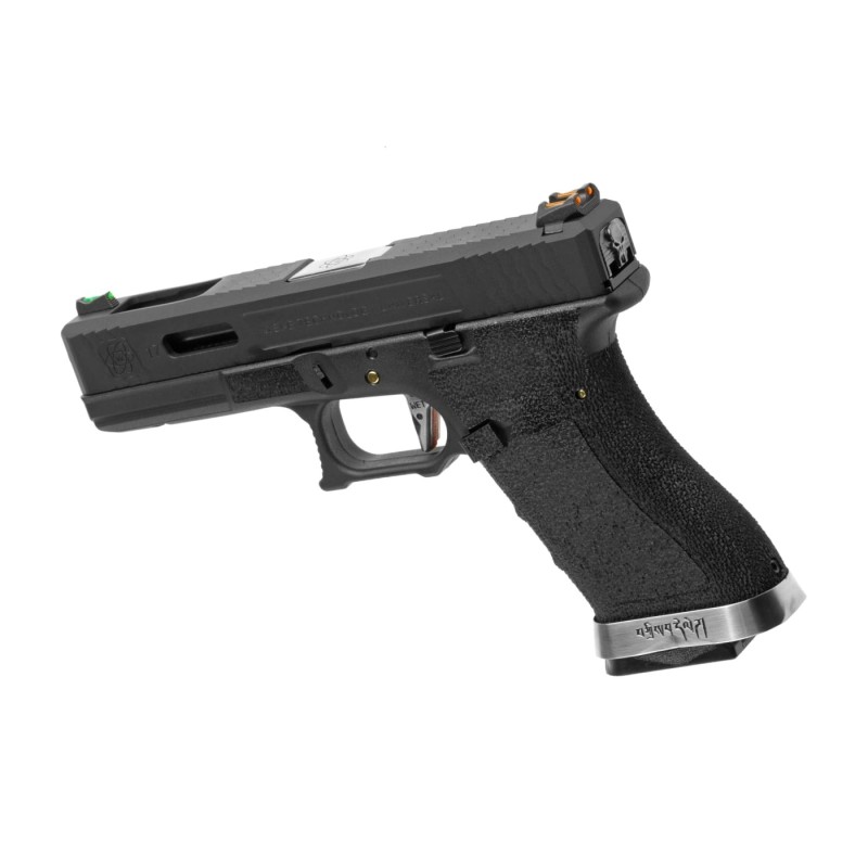 Pistola a gas G-FORCE 17 carrello NERO canna  SILVER - WE