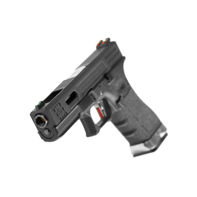 G-FORCE 17 Gas Blowback Pistol with BLACK Slide and SILVER Barrel - WE