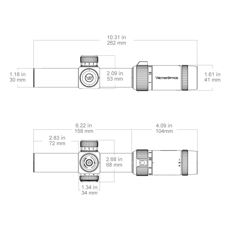 Ottica LPVO FORESTER  1-5x24 SFP fibra ottica - Vector Optics