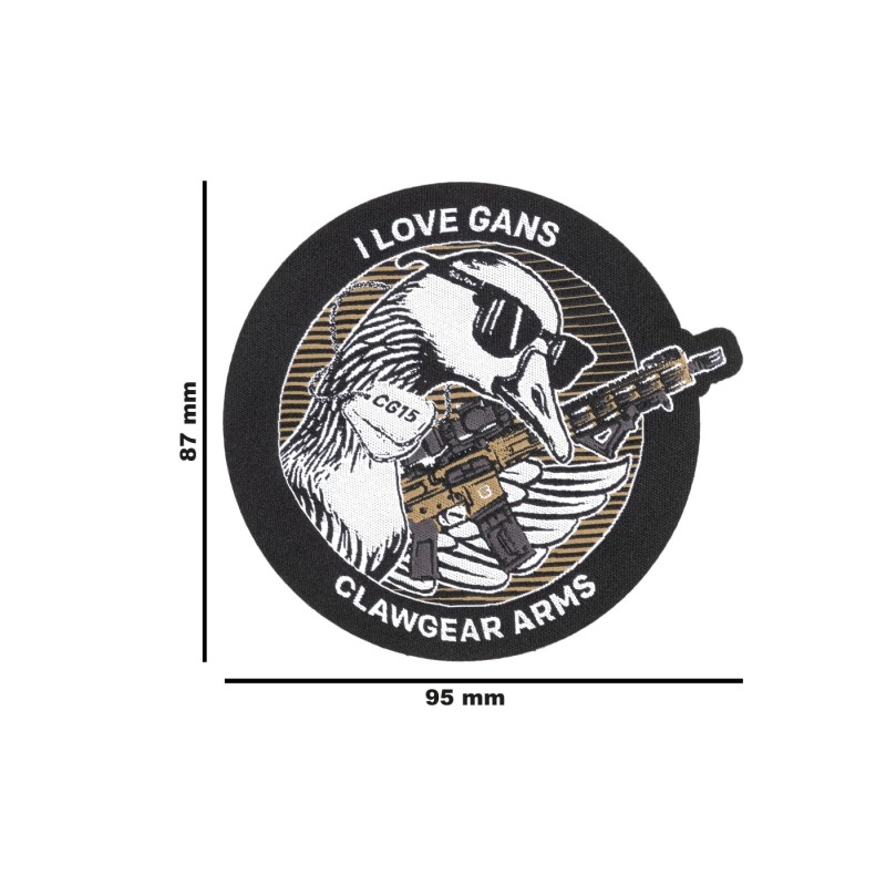 Patch in wooven I LOVE GANS - Clawgear Arms