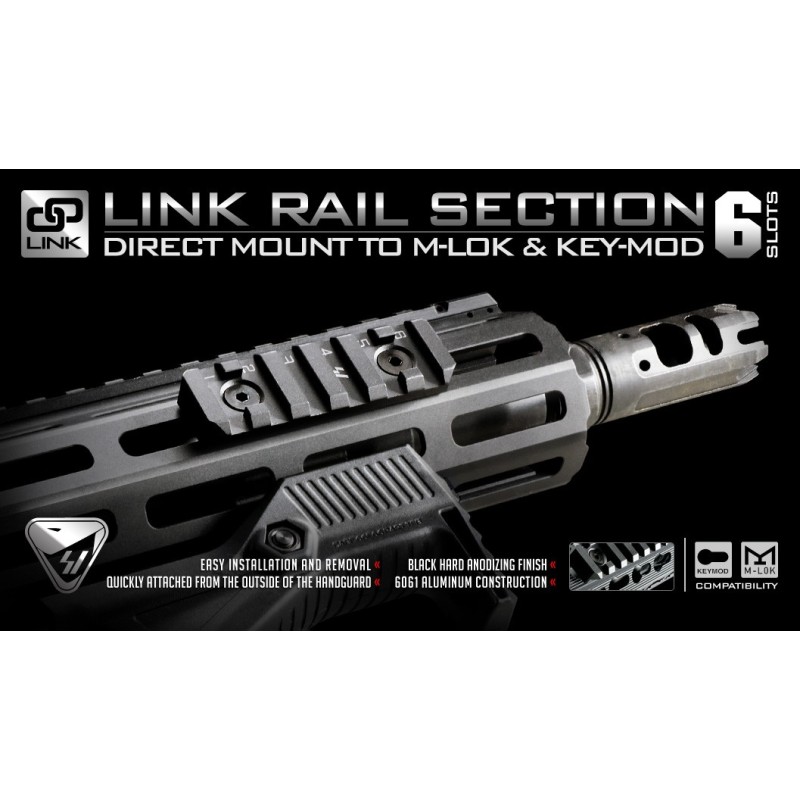 PICATINNY LINK Rail 6 Slot M-LOK and KeyMod Attachment - Strike Industries®