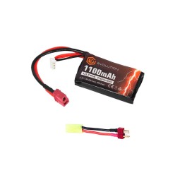 LiPo Battery 7.4v 1100mAh 20-40c BRICK T-Deans and Tamiya Adapter - Evolution