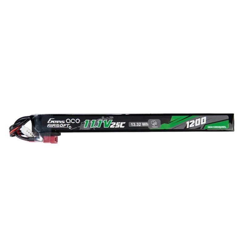 LiPo Battery 11.1v 1200mAh 25c SINGLE long - Gens ACE