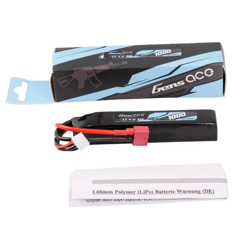 LiHV Battery 11.4v 1000mAh 50c SINGLE - Gens ACE