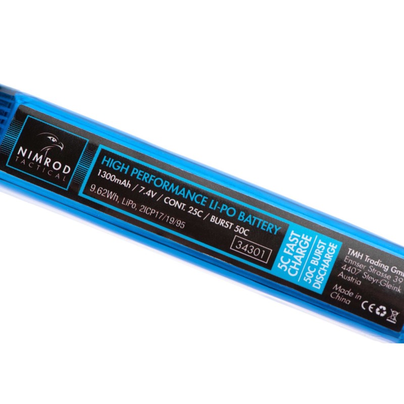 Batteria LiPo 7.4V 1300mAh 25-50C Stick 13cm (Tamiya/Deans) | Nimrod