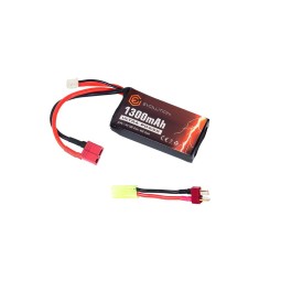 7.4v 1300mAh 20-40c LiPo Battery BRICK T-Deans and Tamiya Adapter - Evolution
